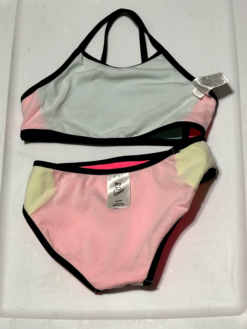 Art Class Kid’s Small/Medium Black, Teal, & Pink Three-Piece Swimwear Set